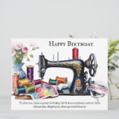 ヴィンテージ裁縫機綿リールハッピーバースデー カード (スタンド正面)