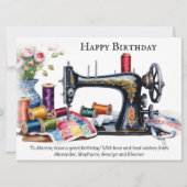 ヴィンテージ裁縫機綿リールハッピーバースデー カード (正面)