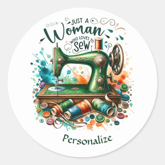 ヴィンテージ裁縫機船乗りドレスメーカー ラウンドシール (正面)