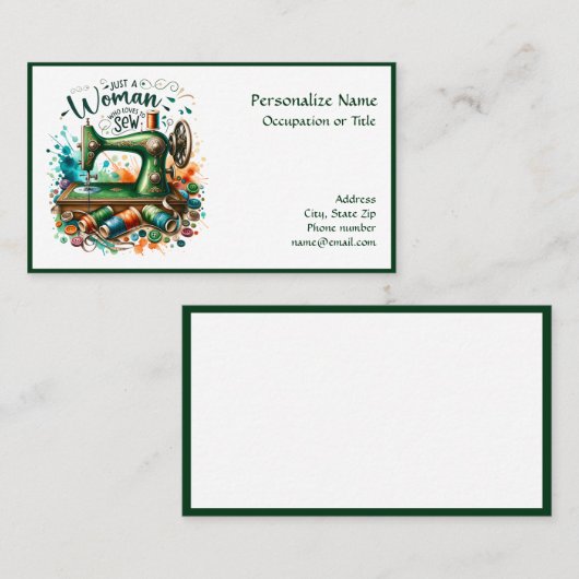 ヴィンテージ裁縫機船乗りドレスメーカー 名刺 (正面/裏面)