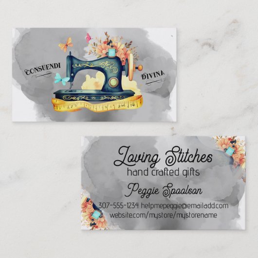 ヴィンテージ裁縫機針キルターカード 名刺 (正面/裏面)