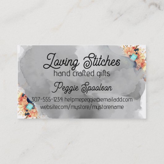 ヴィンテージ裁縫機針キルターカード 名刺 (裏面)