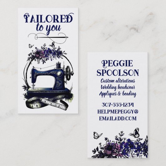 ヴィンテージ裁縫機針キルターカード 名刺 (正面/裏面)