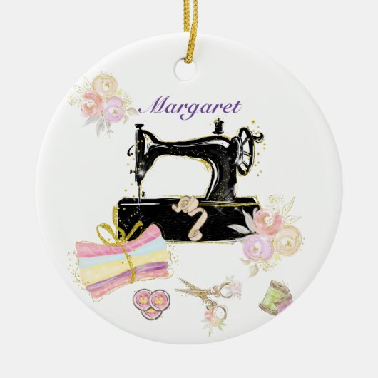ヴィンテージ裁縫機 セラミックオーナメント (正面)
