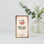 ヴィンテージ裁縫機 | レザーテクスチ縁どャ 名刺 (スタンド正面)