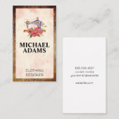 ヴィンテージ裁縫機 | レザーテクスチ縁どャ 名刺 (正面/裏面)