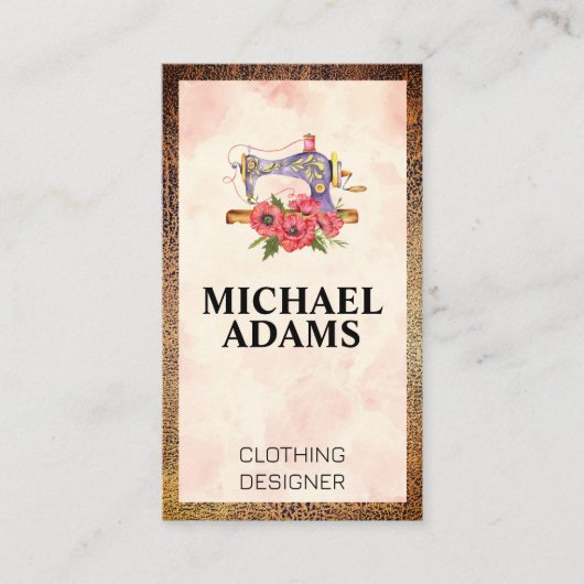 ヴィンテージ裁縫機 | レザーテクスチ縁どャ 名刺 (正面)