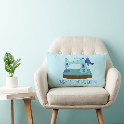ヴィンテージ裁縫機。私は裁縫 パーソナライズされた ランバークッション (椅子)