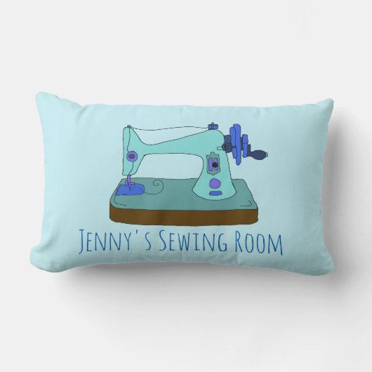 ヴィンテージ裁縫機。私は裁縫 パーソナライズされた ランバークッション (正面)