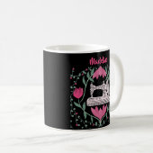 ヴィンテージ裁縫機・花柄デザイン コーヒーマグカップ (正面右)