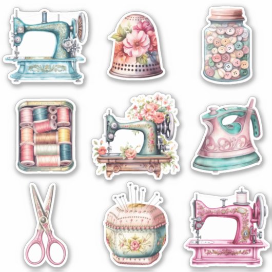 ヴィンテージ裁縫要素 シール (正面)