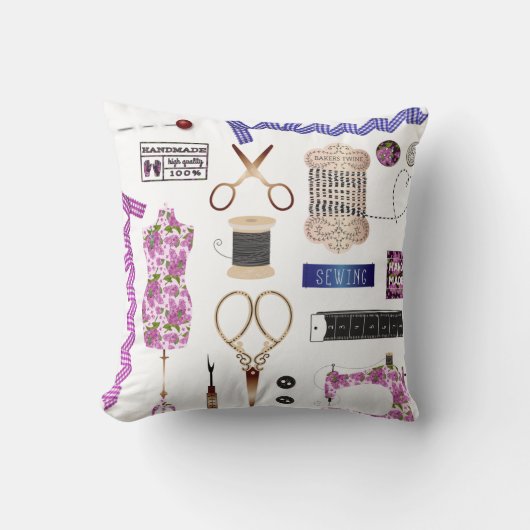 ヴィンテージ裁縫&シーメストレスデコール クッション (正面)