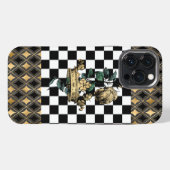 ヴィンテージ装飾の王冠とバラ iPhoneケース (裏面横)