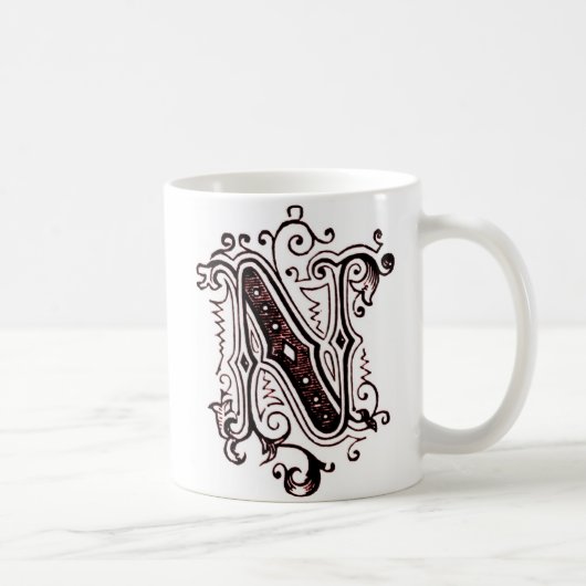 ヴィンテージ装飾の「N」 - マグカップ (右)