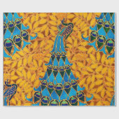 ヴィンテージ装飾アールヌーボーピーコックアンドツリー ラッピングペーパー (フラット)