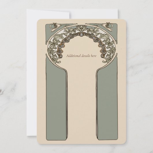 ヴィンテージ装飾インスパイア結婚ミュシャ 招待状 (裏面)