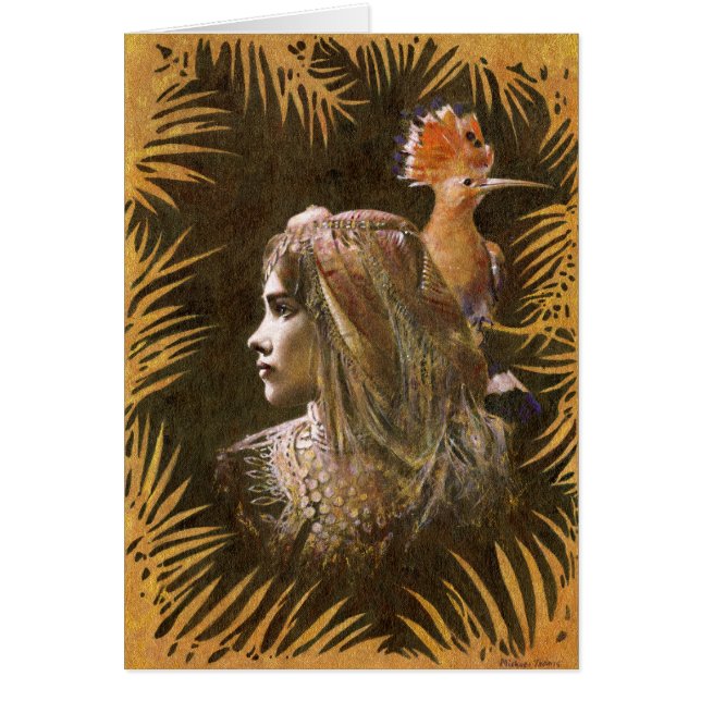 ヴィンテージ装飾ガールと鳥ポートレート (正面)