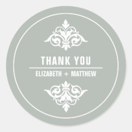 ヴィンテージ装飾グレイ結婚ホワイトありがとう ラウンドシール