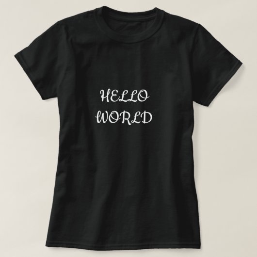 ヴィンテージ装飾フレーム HELLO WORL ブラック 女性用* Tシャツ (デザイン正面)