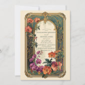 ヴィンテージ装飾フローラ結婚アールヌーボー 招待状 (正面)