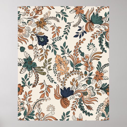 ヴィンテージ装飾ペイズリーシームレスパターン小 ポスター (正面)