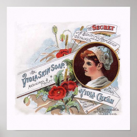 ヴィンテージ装飾ポスター – Viola Skin Soap ポスター (正面)