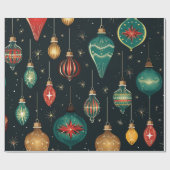 ヴィンテージ装飾及びネイビーブルー ラッピングペーパー (フラット)