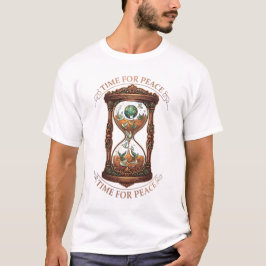 ヴィンテージ装飾時計砂時計 平和のための時間 地球儀 & 鳥 Tシャツ