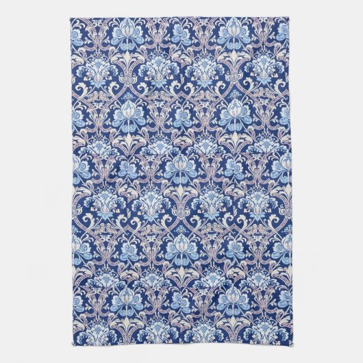 ヴィンテージ装飾美術19世紀フローラデザイン キッチンタオル (縦)