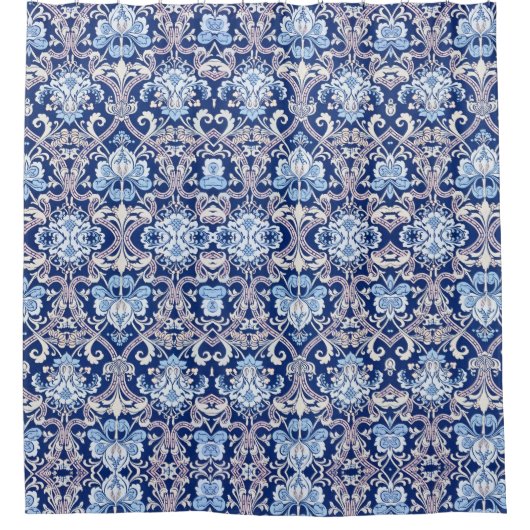 ヴィンテージ装飾美術19世紀フローラデザイン シャワーカーテン (正面)