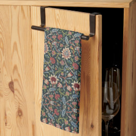 ヴィンテージ装飾芸術花柄ブルーピンク キッチンタオル