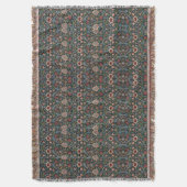 ヴィンテージ装飾芸術花柄ブルーピンク スローブランケット (正面縦)