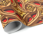 ヴィンテージ装飾赤と金ゴールドエジプト模様 ラッピングペーパー (ロールコーナー)