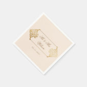 ヴィンテージ装飾金ゴールドオーナメントモノグラム結婚ズ スタンダードカクテルナプキン (角)