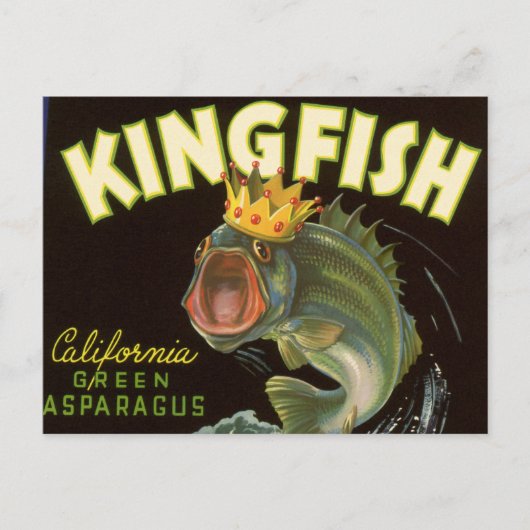 ヴィンテージ製品はアート、キングフィッシュ・アスパラガスにラベル付け可能 ポストカード (正面)