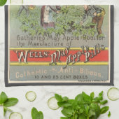 ヴィンテージ製品ラベルアート、ウェルズApple Pills キッチンタオル (折り畳み)