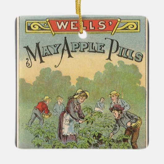 ヴィンテージ製品ラベルアート、ウェルズApple Pills セラミックオーナメント (正面)