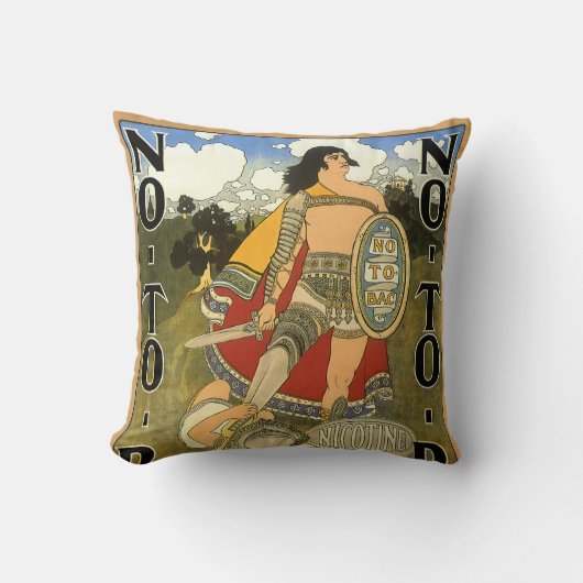 ヴィンテージ製品ラベルアート、バックナンバー、やめ喫煙 クッション (正面)
