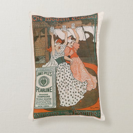 ヴィンテージ製品ラベルアート パアライン モダン クレンザー アクセントクッション (正面(垂直))