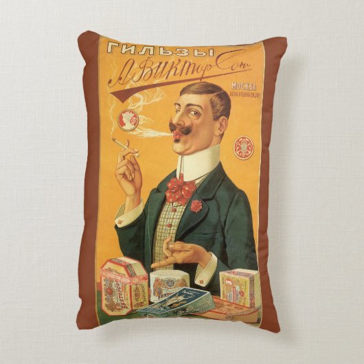 ヴィンテージ製品ラベル、たばこロシアのたばこ アクセントクッション (裏面(縦))