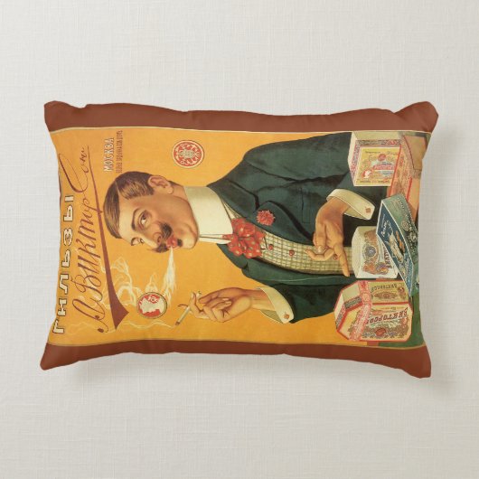 ヴィンテージ製品ラベル、たばこロシアのたばこ アクセントクッション (裏面)