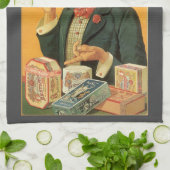 ヴィンテージ製品ラベル、たばこロシアのたばこ キッチンタオル (折り畳み)