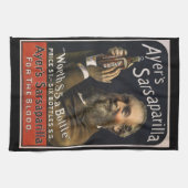 ヴィンテージ製品ラベル、エイヤーズサルサパリラドリンク キッチンタオル (横)