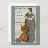 ヴィンテージ製品ラベル、チェロと星せきドロップ (正面/裏面)