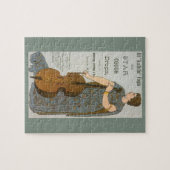 ヴィンテージ製品ラベル、チェロと星せきドロップ ジグソーパズル (横)