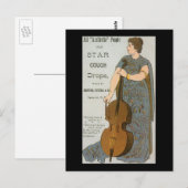 ヴィンテージ製品ラベル、チェロと星せきドロップ ポストカード (正面/裏面)