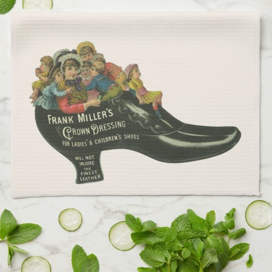 ヴィンテージ製品ラベル、フランクミラーのシューポーランド キッチンタオル (折り畳み)