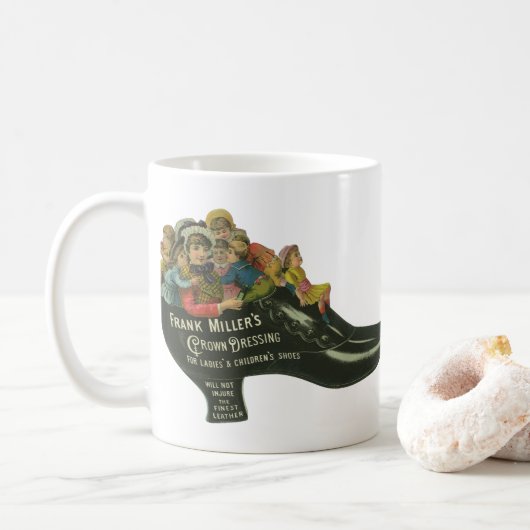 ヴィンテージ製品ラベル、フランクミラーのシューポーランド コーヒーマグカップ (ドーナツ)