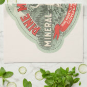 ヴィンテージ製品ラベル、松山鉱水 キッチンタオル (折り畳み)