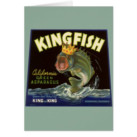 ヴィンテージ製品缶ラベル芸術，キングフィッシュアスパラガス (正面)